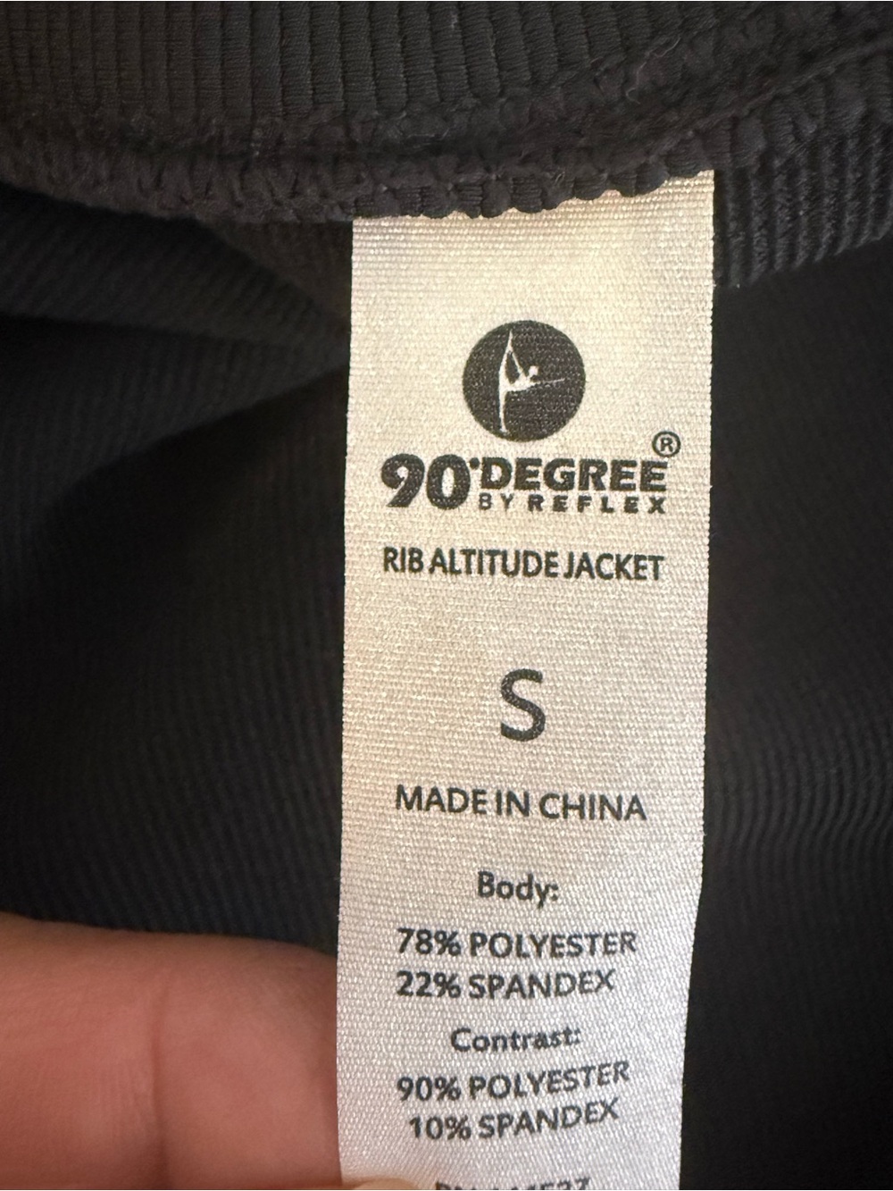 90 Degree by Reflex Rib Altitude Full Zip Fitted Jacket with Thumb Holes Small - Picture 7 of 10